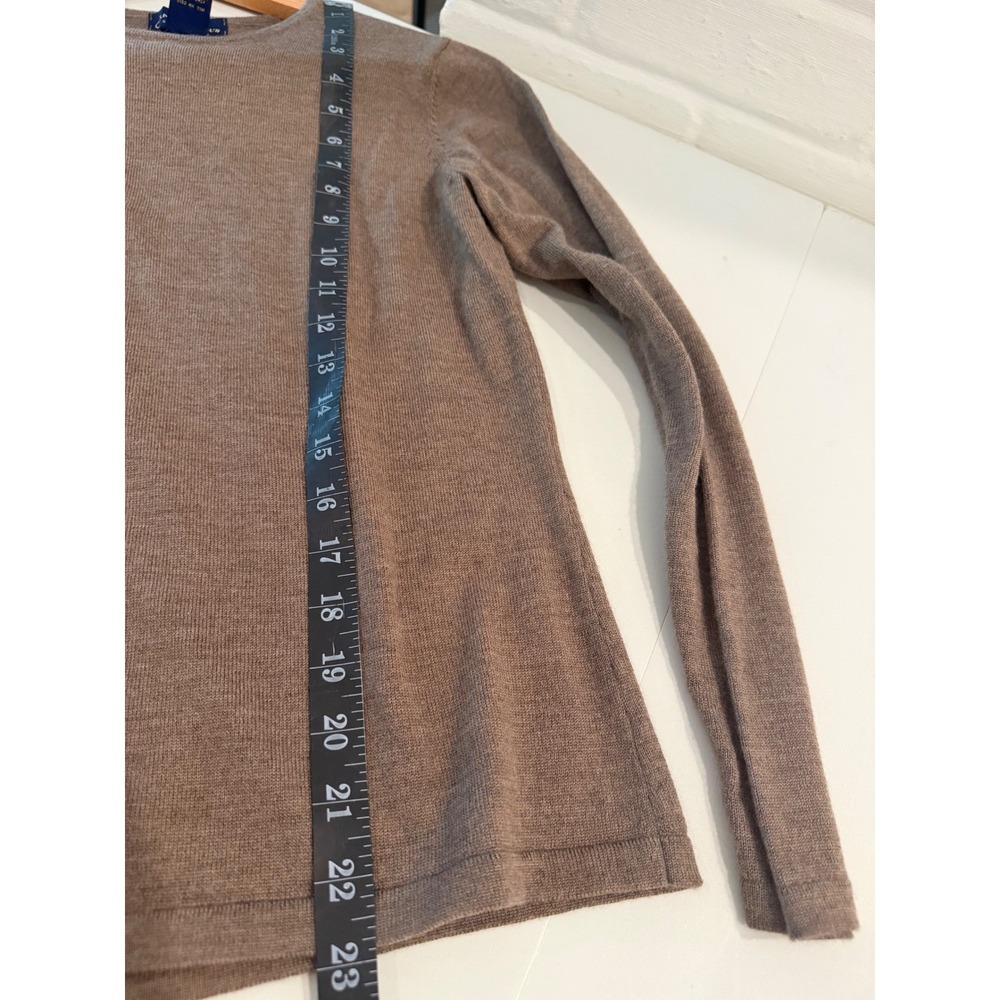 Brown‎ Merino Extrafine Wool Crew Neck Sweater S Luxury Minimalist Fisherman - Picture 8 of 8
